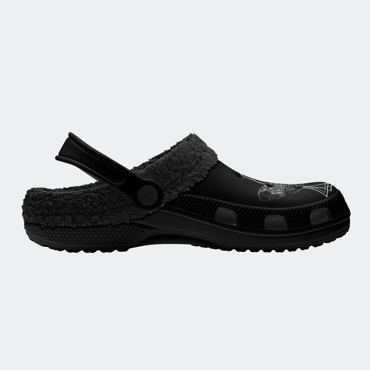 Gothic Death Moth Occult Crescent Moon - Fur Lined Slippers/Sandals