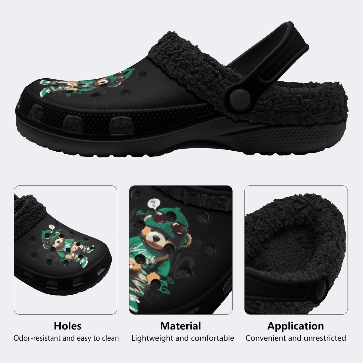 Hip‑hop Street Bear - Fur Lined Slippers/Sandals