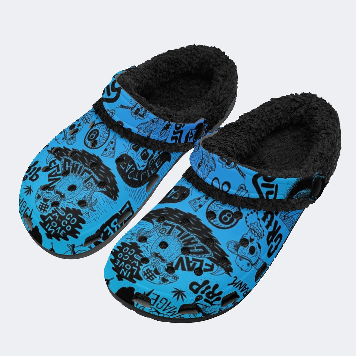 Blue Street Collage - Fur Lined Slippers/Sandals