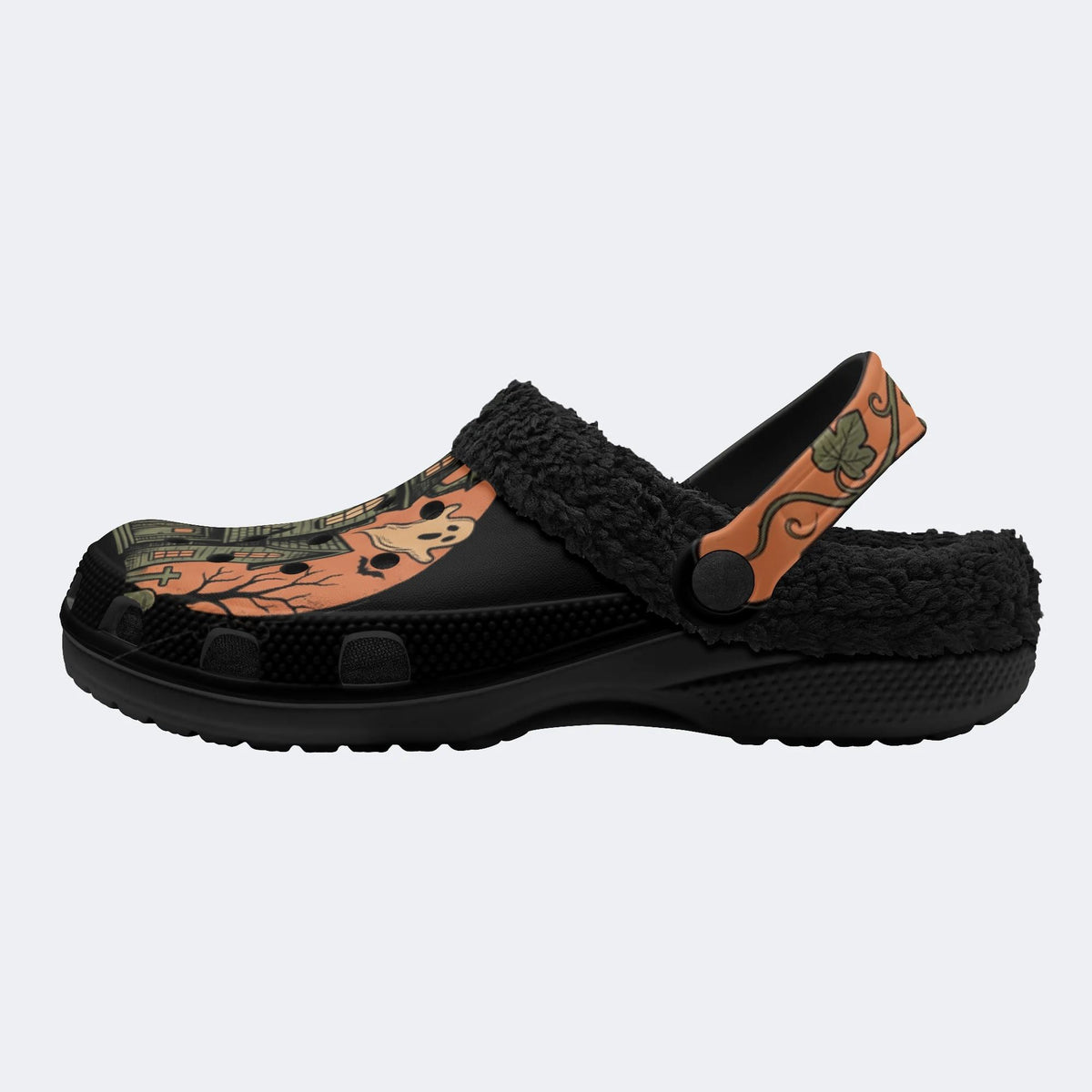 Gothic Spooky Haunted House - Fur Lined Slippers/Sandals