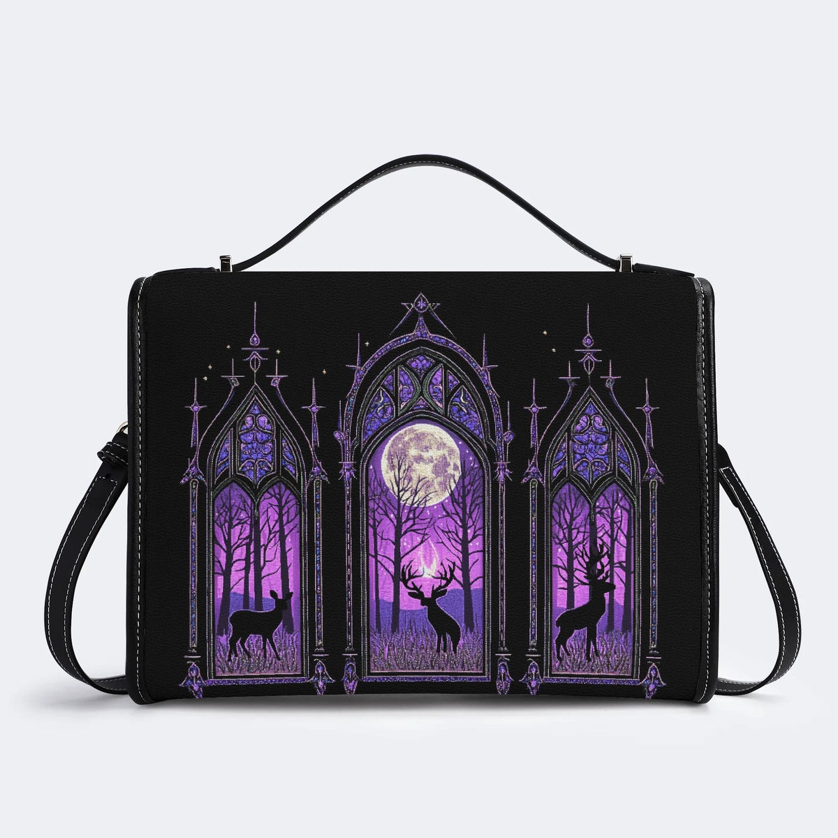Forest Outside The Window - Leather Satchel Bag