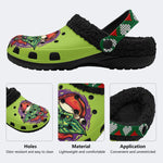 Scary Goblin Christmas Hat Print - Fur Lined Slippers/Sandals