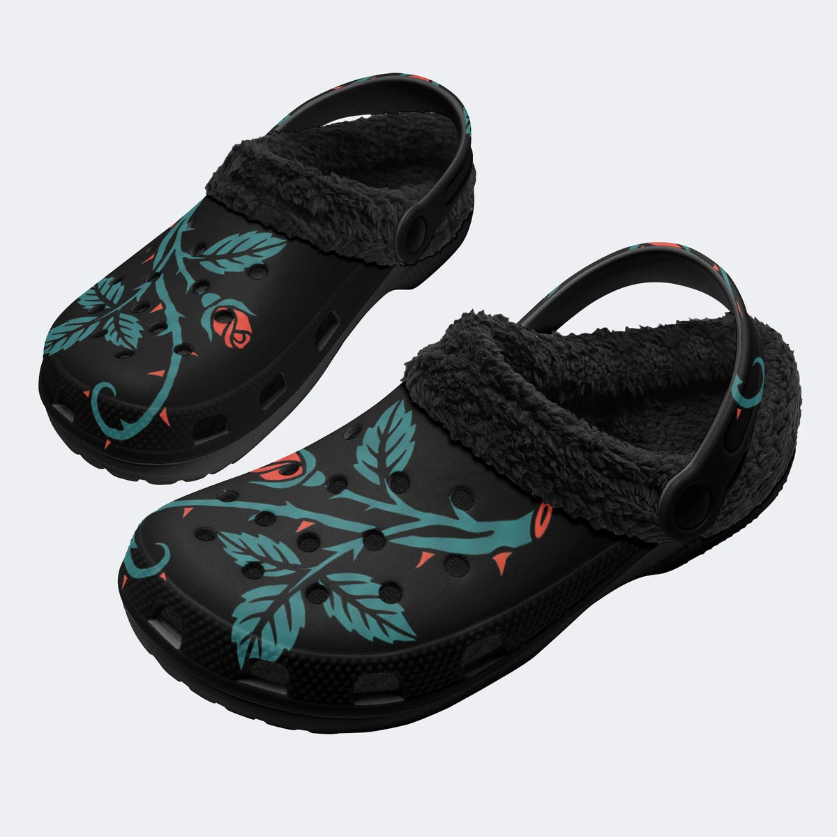 Dark Thorn Rose - Fur Lined Slippers/Sandals