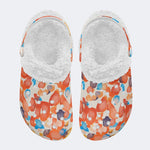 Unisex Ink Print - Fur Lined Slippers/Sandals