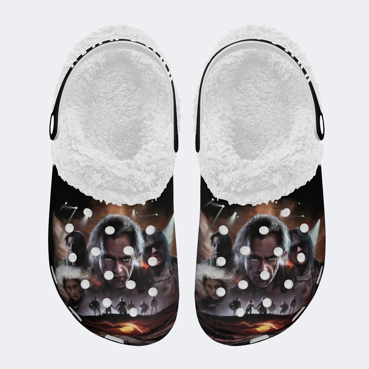 Horror Movie Vintage Print - Fur Lined Slippers