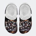 Horror Movie Vintage Print - Fur Lined Slippers