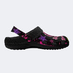 Neon Star Crossbones Skull - Fur Lined Slippers/Sandals