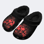 Gothic Pixel Red Skull - Fur Lined Slippers/Sandals