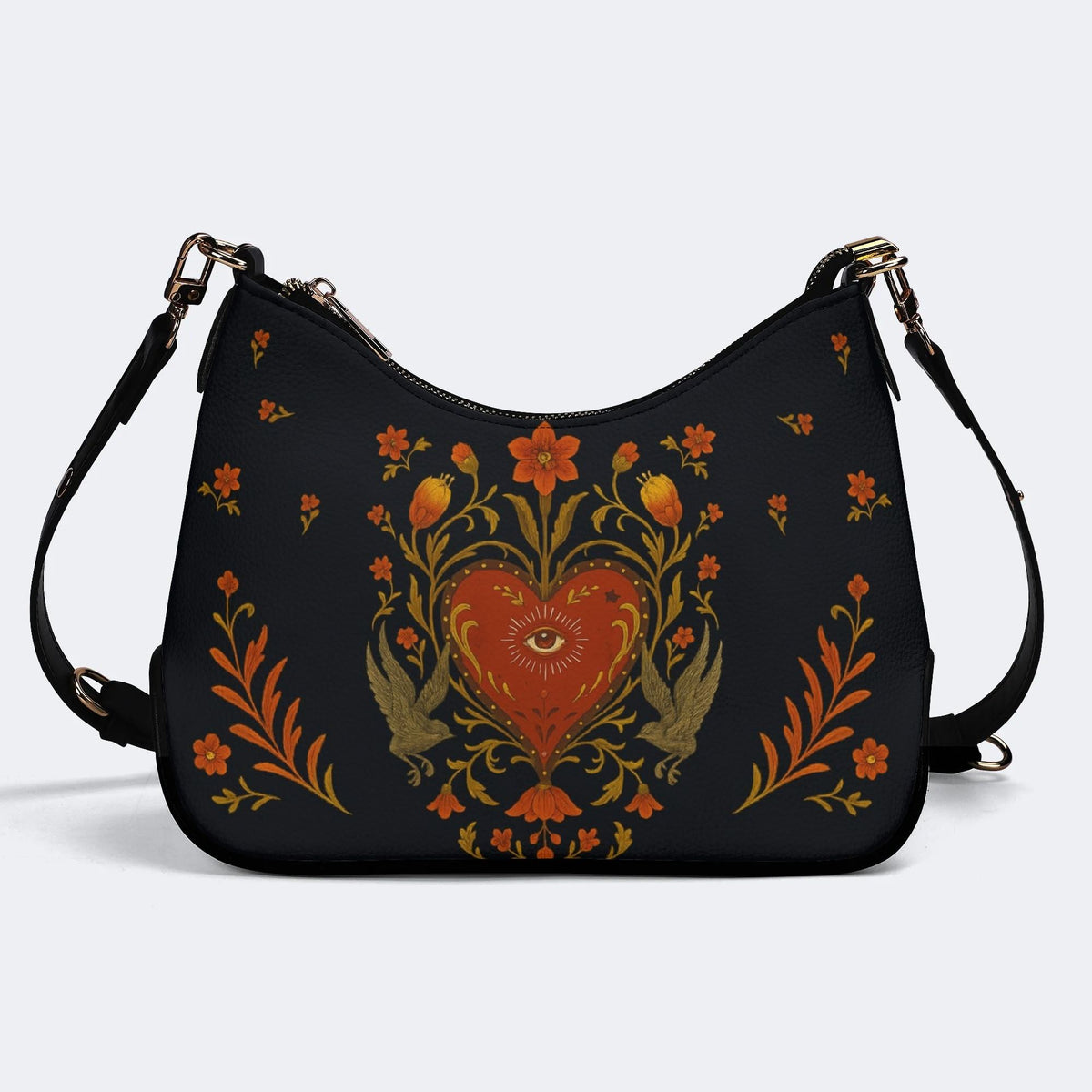 Heart Eyes Print - Leather Crossbody Bag