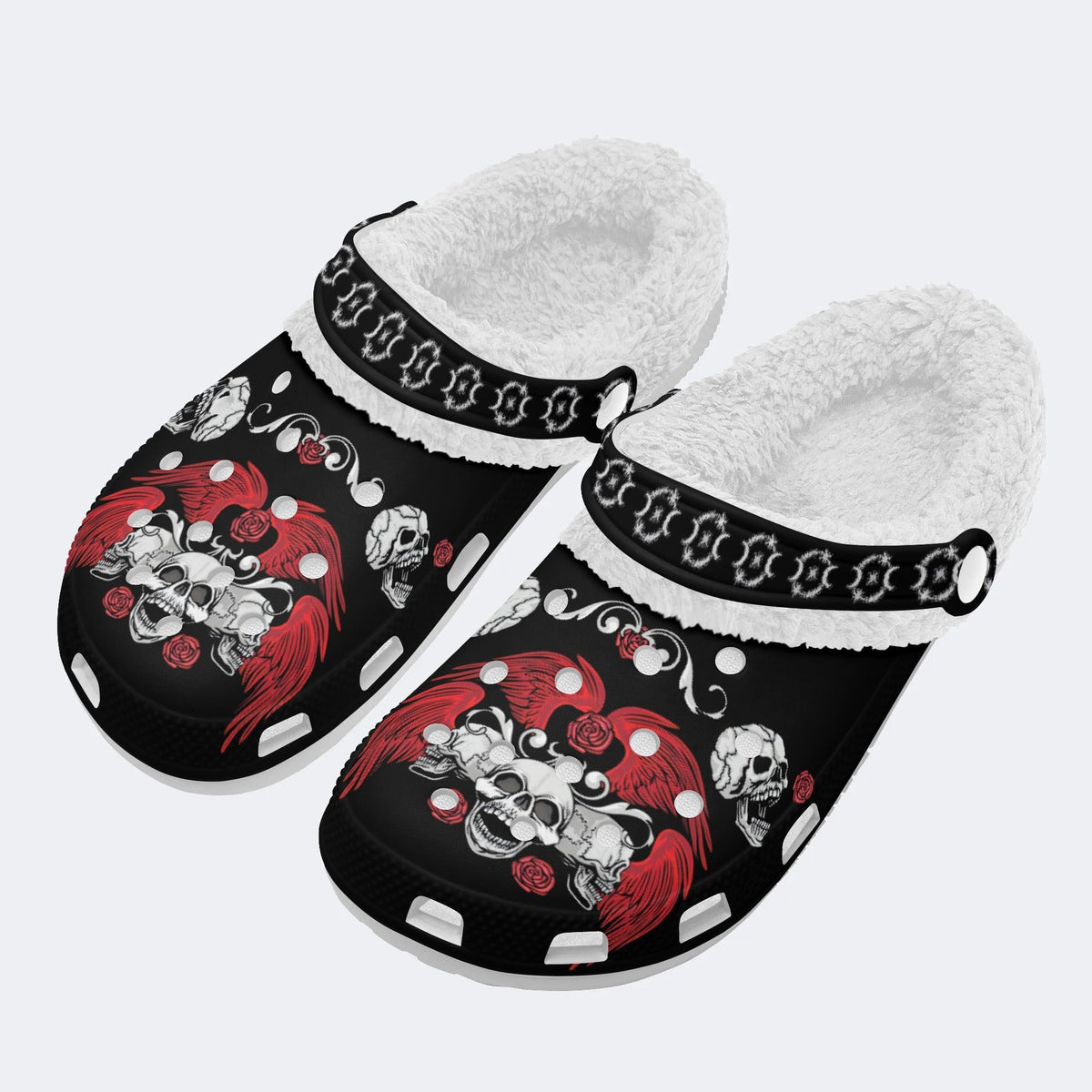 Magic Winged Skull - Fur Lined Slippers/Sandals