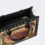 Retro Toad And Snake Print - Leather Handbag