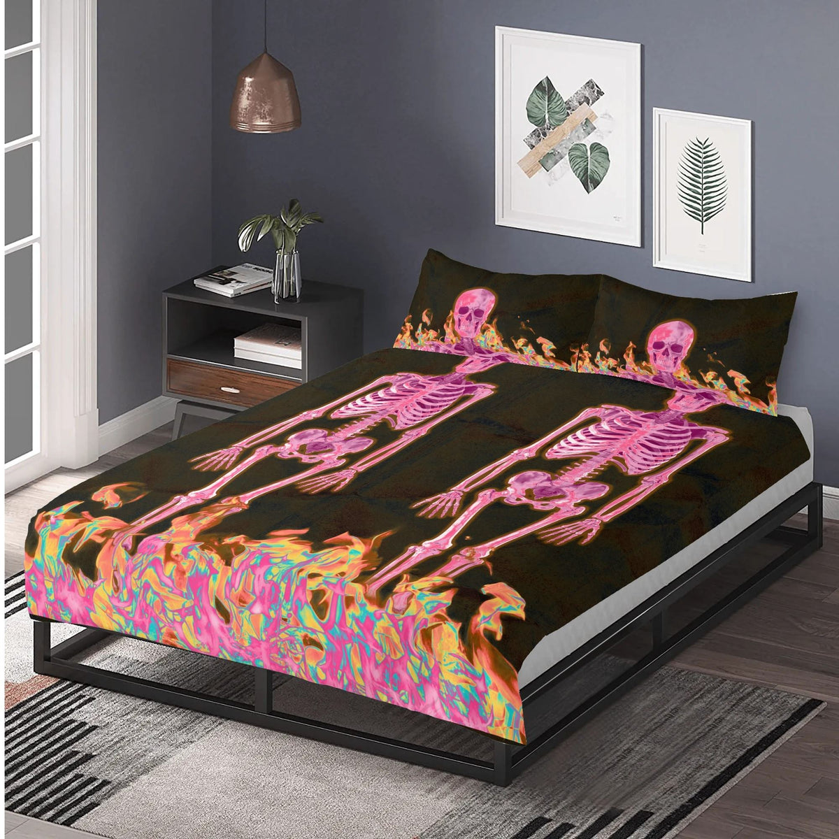 Gothic Skull Print - Three Piece Bedding Set