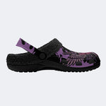 Gothic Dagger Winged Heart Rose Flame - Fur Lined Slippers/Sandals