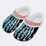 Blue Gradient Skeleton Toes Skull - Fur Lined Slippers/Sandals