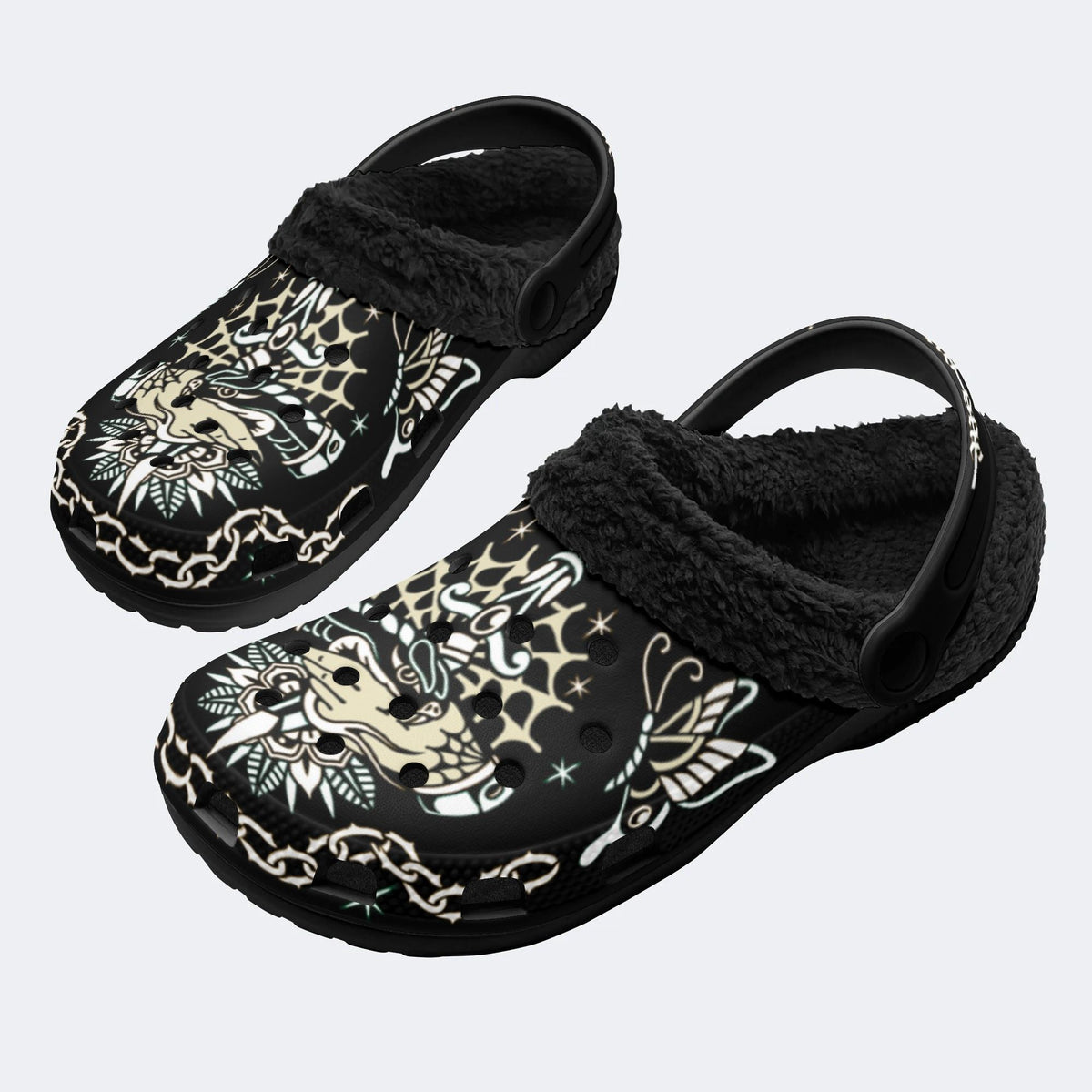 Classic Trust No One Snake Print - Fur Lined Slippers/Sandals