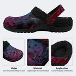 Magenta Flame Skull - Fur Lined Slippers/Sandals