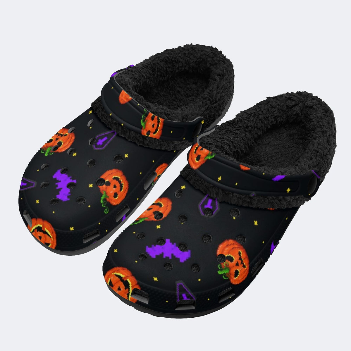 Pixel Halloween Bat - Fur Lined Slippers/Sandals