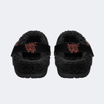 Gothic Skull Red Rose - Fur Lined Slippers/Sandals