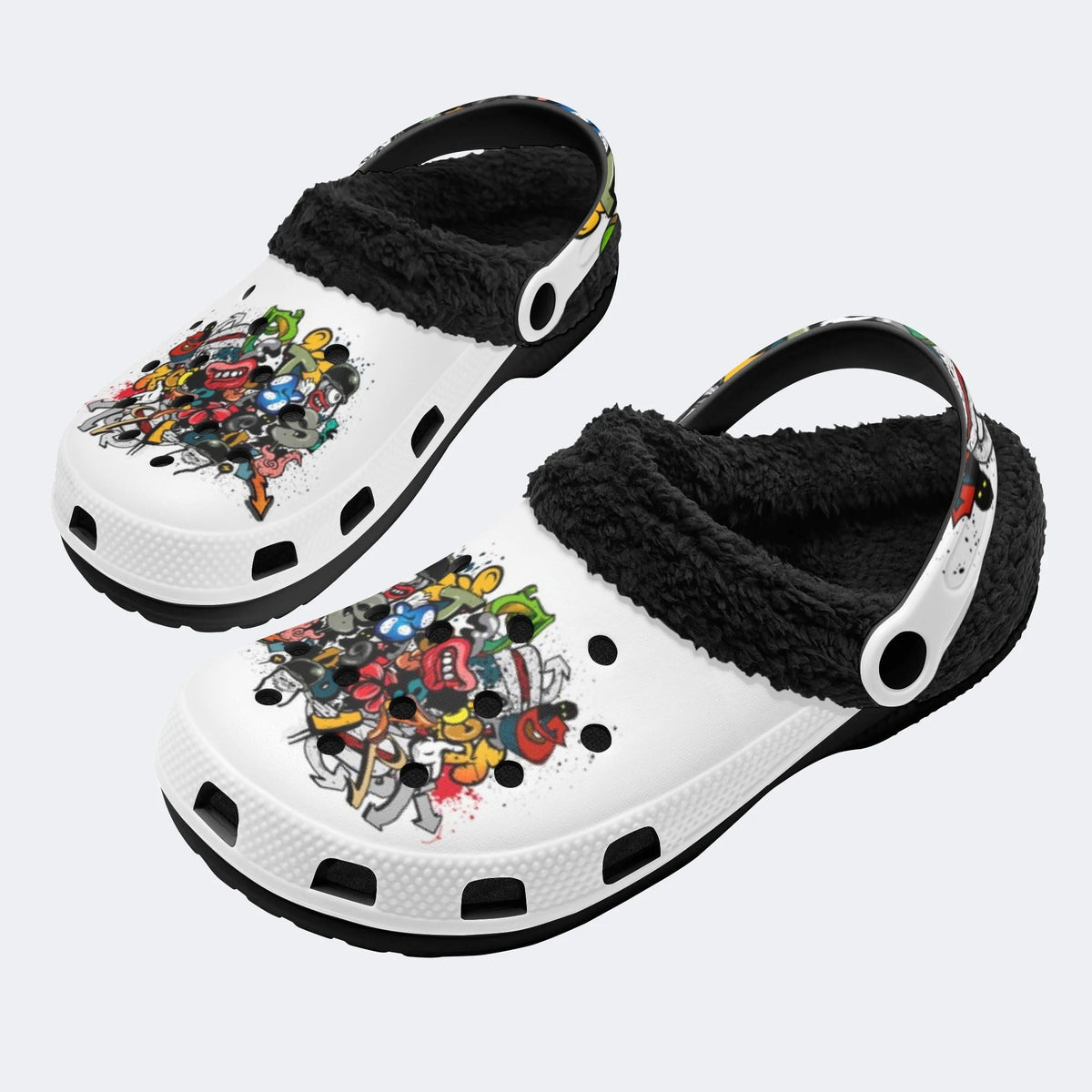 Wild Letter Graffiti - Fur Lined Slippers/Sandals