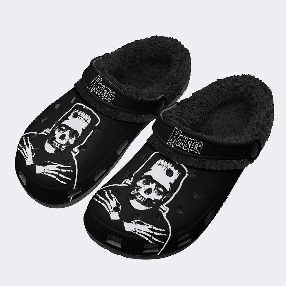 Unisex Monster Skull - Fur Lined Slippers