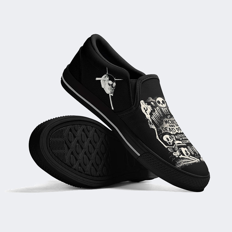 Unisex Horror Skull Print - Slip On Shoes