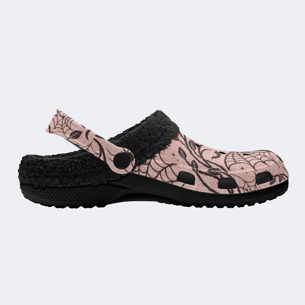 Gothic Pink Bat Web‑Fur Lined Slippers Sandals
