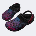 Magenta Flame Skull - Fur Lined Slippers/Sandals