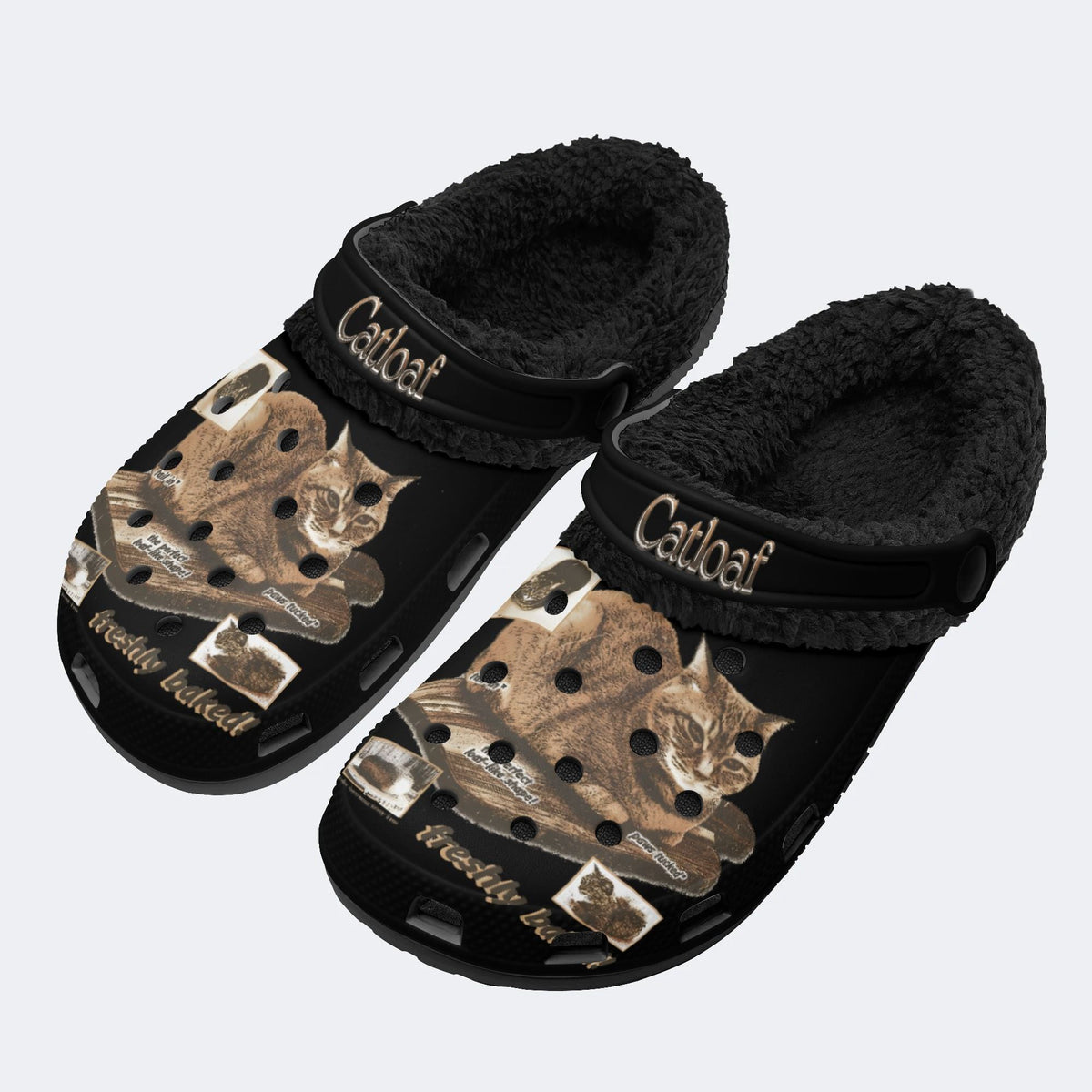 Cat Loaf Unisex Vintage - Fur Lined Slippers/Sandals