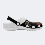 Old School Eagle&Snake&Skull Print - Fur Lined Slippers/Sandals