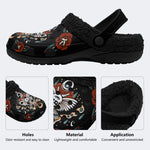 Vintage Death Moth Print - Fur Lined Slippers/Sandals