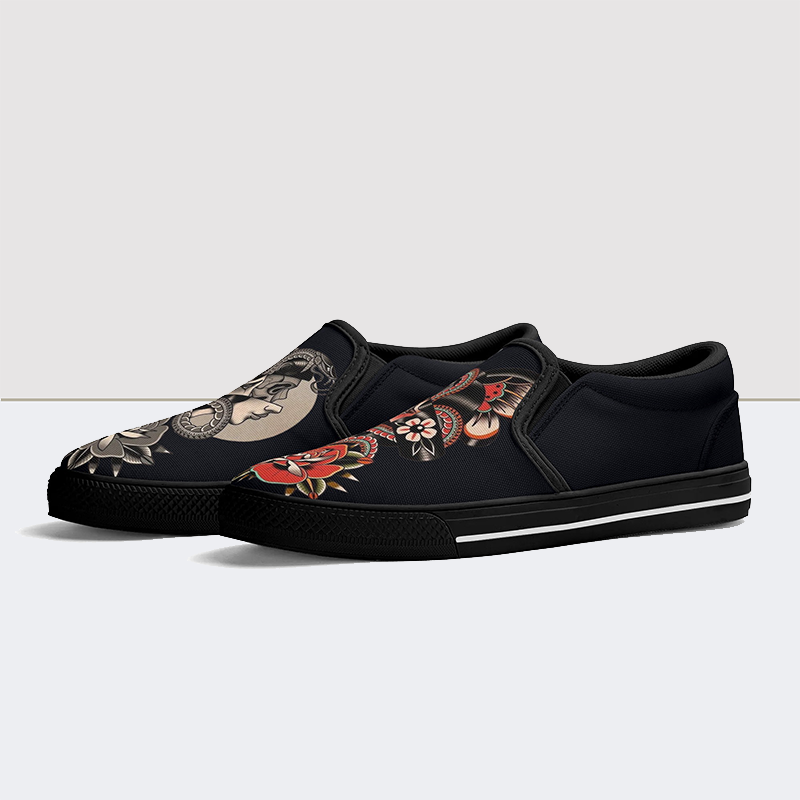 Snake&Figure&Letter&Floral Slip On Shoes