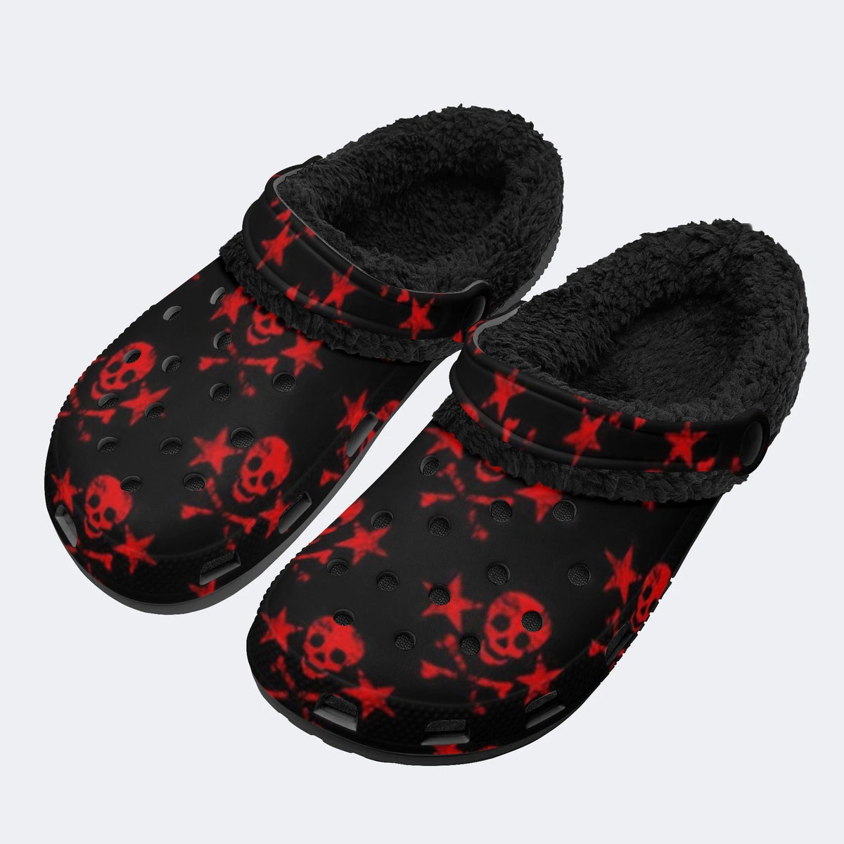 Red Star Skulls - Fur Lined Slippers/Sandals