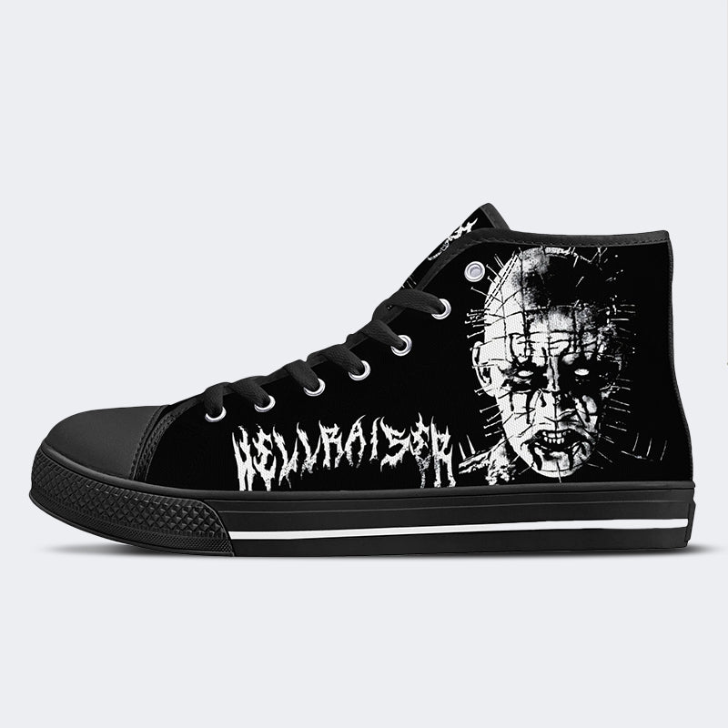 Unisex Schwarzer Metall Pinhead Druck - High Top Canvas