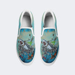 Unisex Skull&Shark Art Print - Slip On Shoes