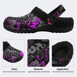 Pink Black Comic Collage - Fur Lined Slippers/Sandals