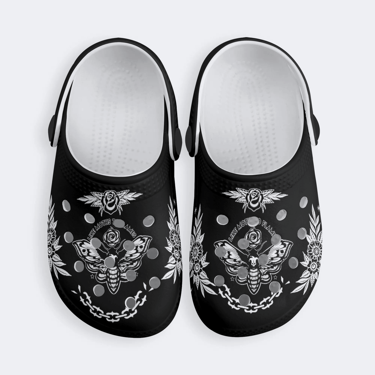 Rose Death Moth Vintage Print- Kid's Slippers/Sandals