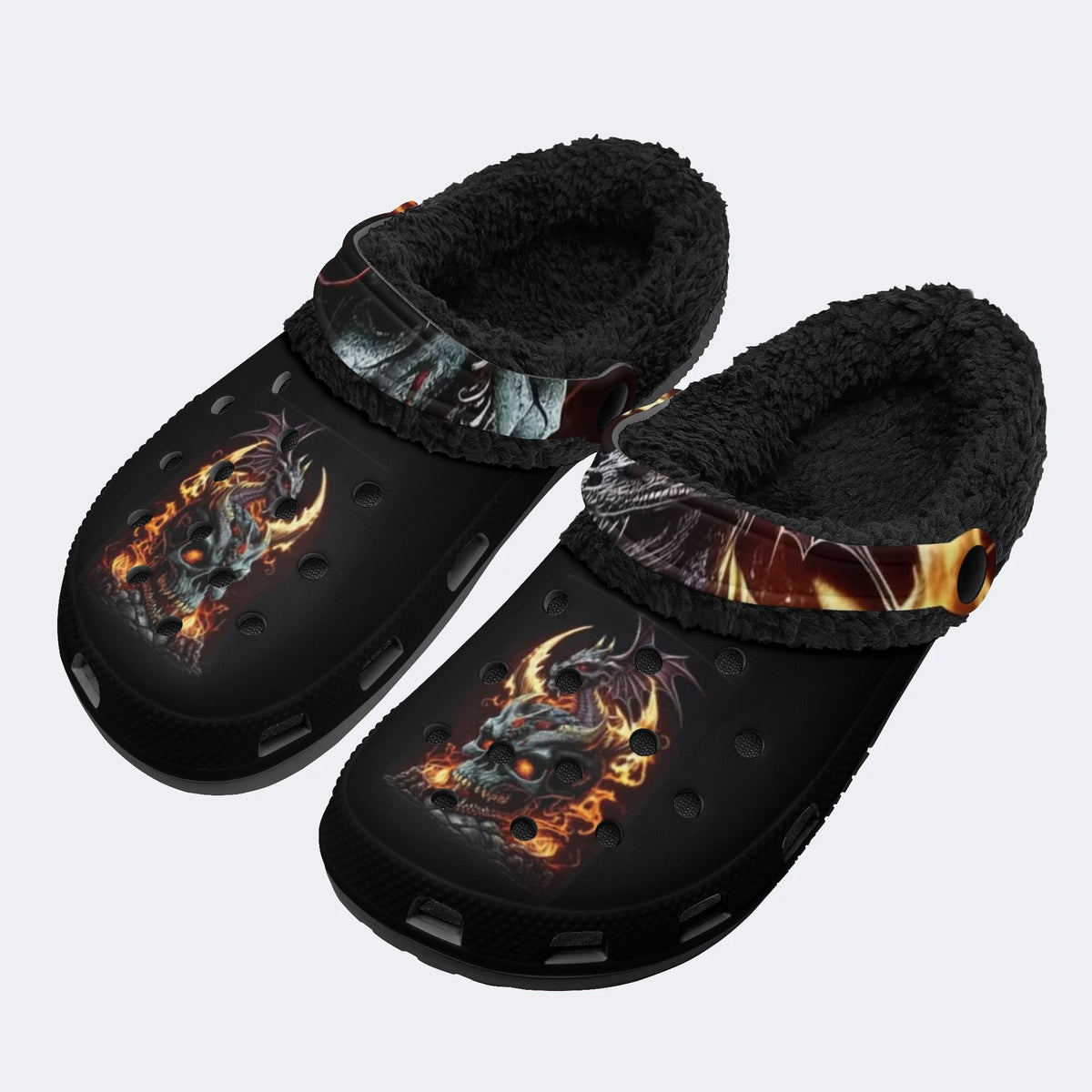 Dragon Skull Fire - Fur Lined Slippers/Sandals