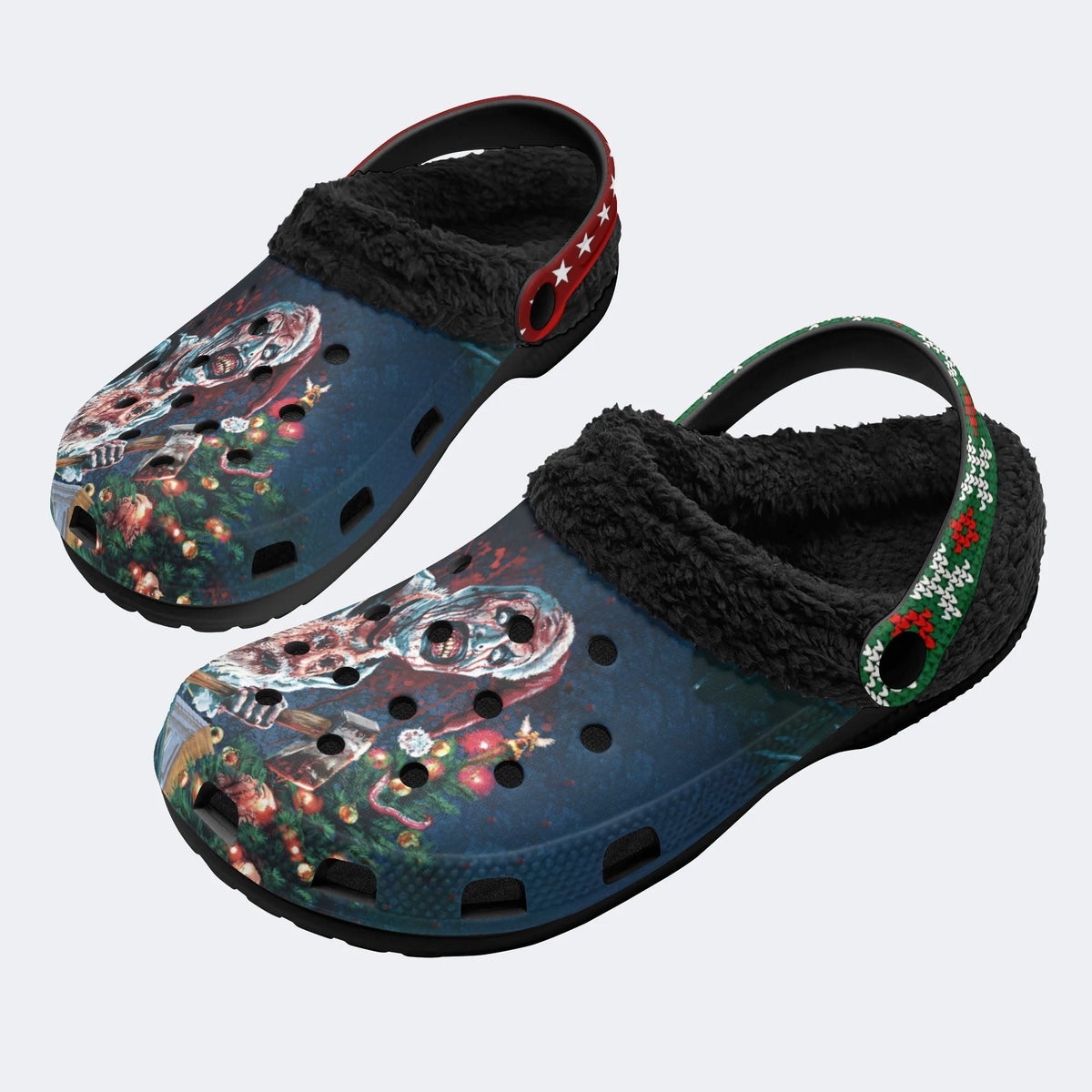 Christmas Terrifier Print - Fur Lined Slippers/Sandals