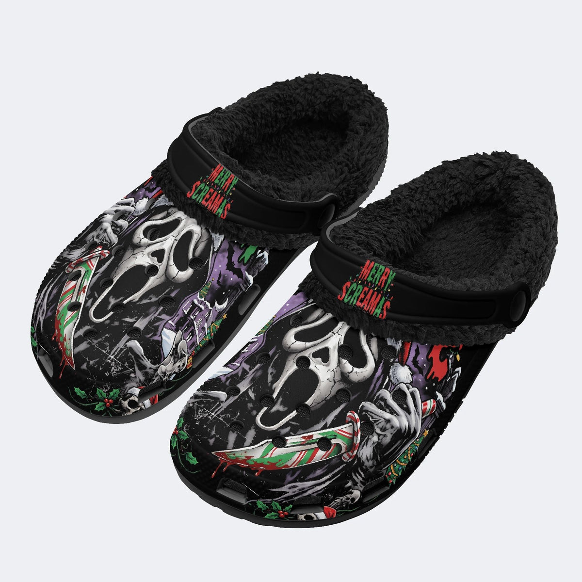 Gothmas Horror Mask‑ Fur Lined Slippers/Sandals