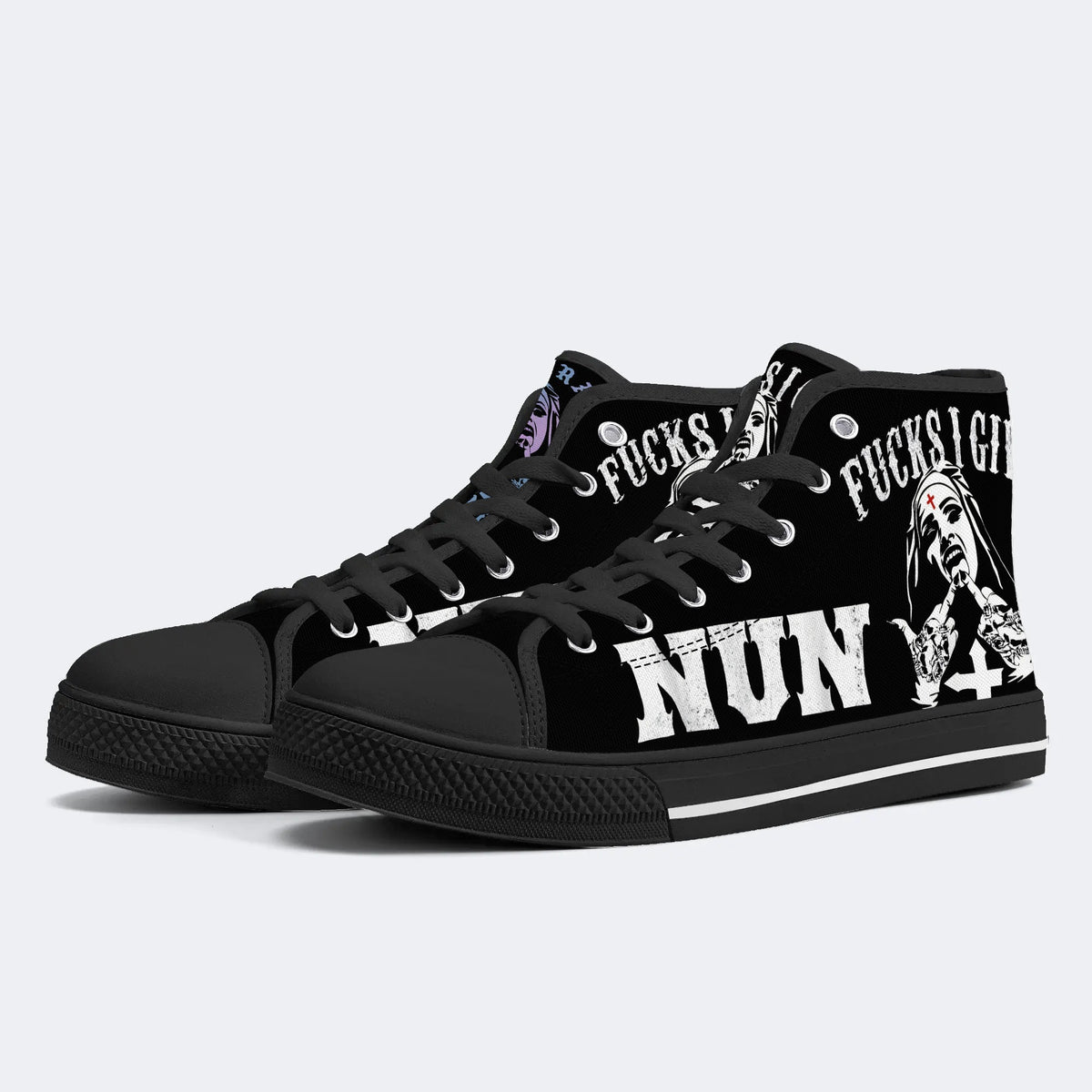 Unholy Nun Fucks Given Nun Unisex Print - High Top Canvas