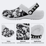 Horror Skull Print - Fur Lined Slippers/Sandals