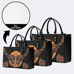 Old School Death Moth Vintage Print - Leather Handbag