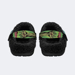 Gothic Horror Zombie Lightning Comic Art - Fur Lined Slippers/Sandals
