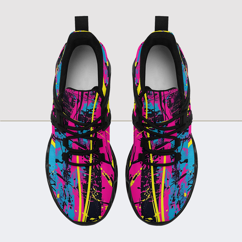 Neon Graffiti Print Elastic Sport Sneakers