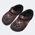 Gothic Gentleman Frog Vintage Rose Bat - Fur Lined Slippers/Sandals