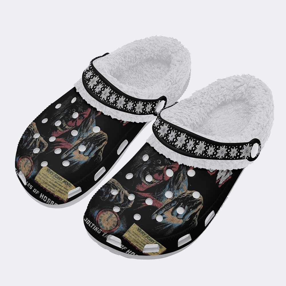 Horror Movie Vintage Graphic - Fur Lined Slippers/Sandals