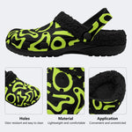 Abstract Lime Swirl Art - Fur Lined Slippers/Sandals