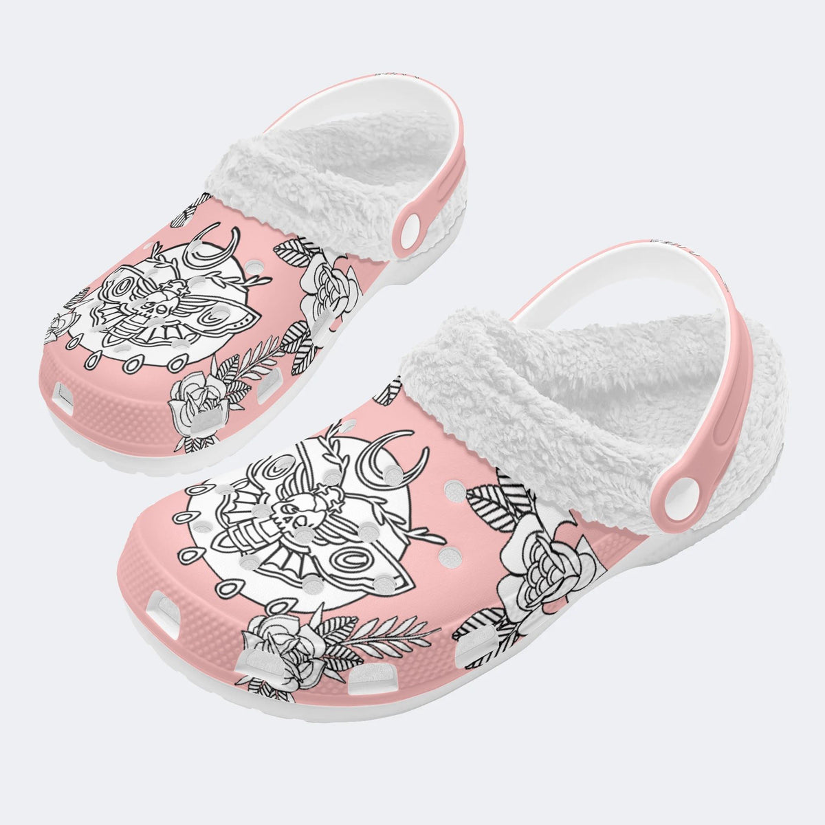 Death Moth Funny Print - Colorable Fur Lined Slippers/Sandals