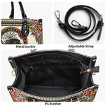 Black Panther Head Print - Leather Handbag
