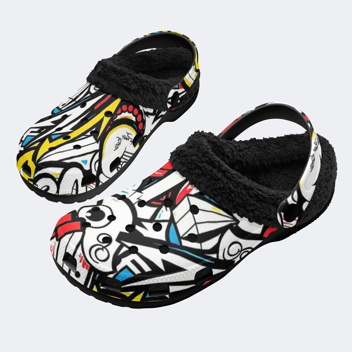 Bold Pop Graffiti Art - Fur Lined Slippers/Sandals